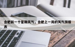 合肥前一个星期天气，合肥上一周的天气预报表